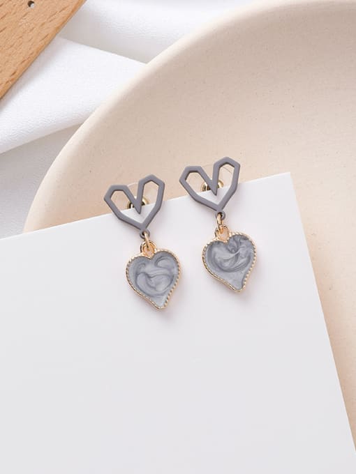 B grey Alloy With Rose Gold Plated Cute Heart Drop Earrings
