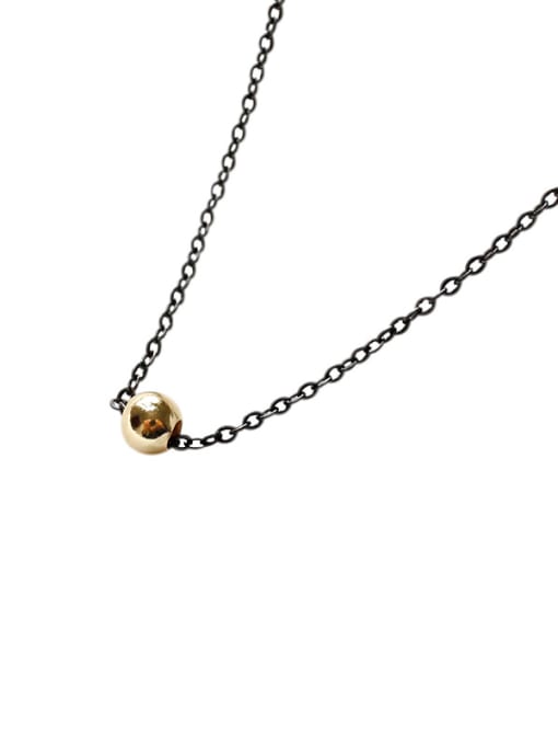 DAKA Simple Gold Plated Bead Gun Color Plated Necklace 0