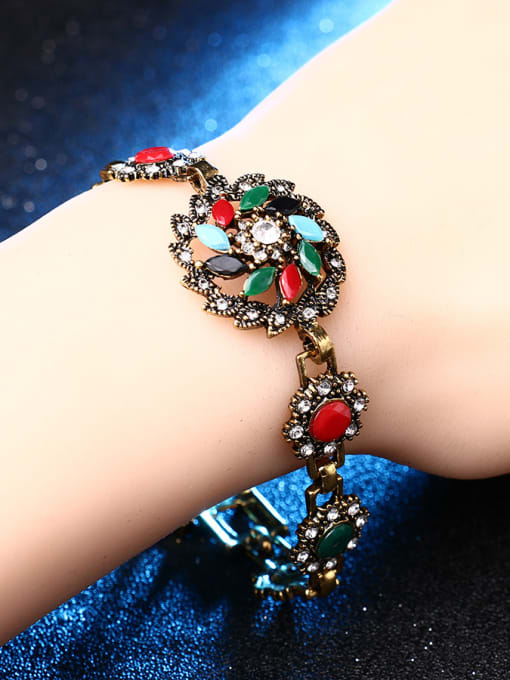 Gujin Bohemia Ethnic style Colorful Marquise Resin stones Alloy Three Pieces Jewelry Set 1