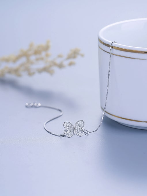One Silver Women Charming Butterfly Zircon Bracelet 1