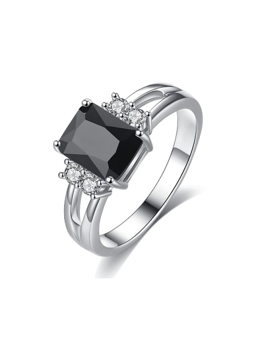 RANSSI Fashion Black Zircon Copper Ring