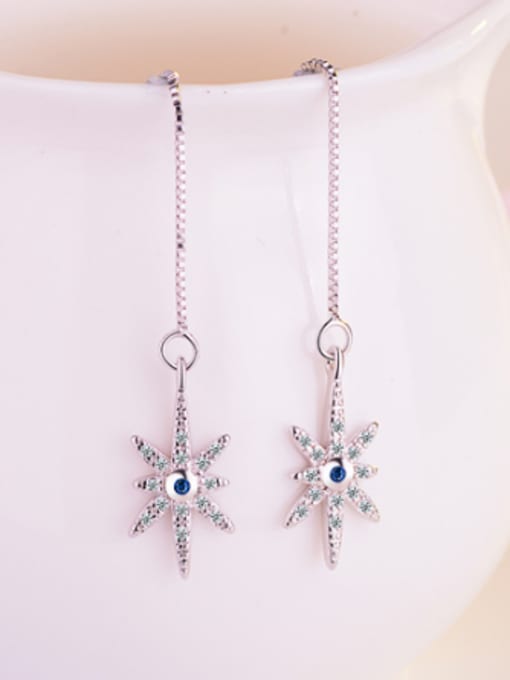 Rosh Fashion Shiny Zirconias Star Imitation Pearl Line Earrings 3