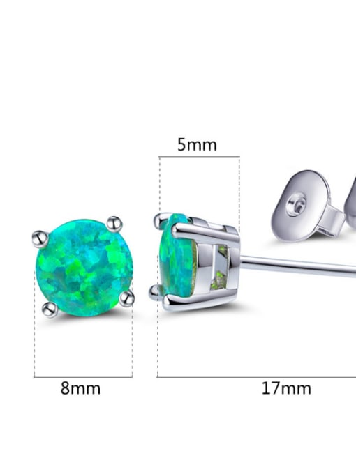 Green Gold Plated White Opal Small Stud Earrings