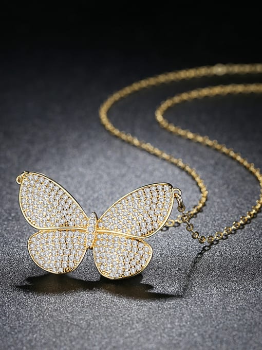 BLING SU Copper With White Gold Plated Fashion Butterfly Necklaces 2