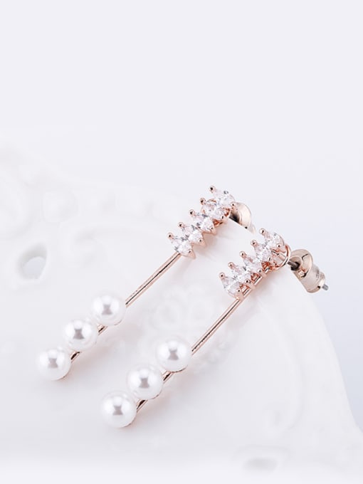 OUXI Simple Style Fashion Zircon Pearl drop earring 1