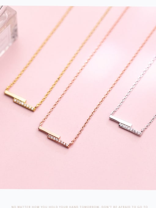 S925 Silver Necklace - Rose Gold S925 Silver Necklace Pendant female fashion fashionable diamond irregular Necklace sweet temperament clavicle chain female D4307