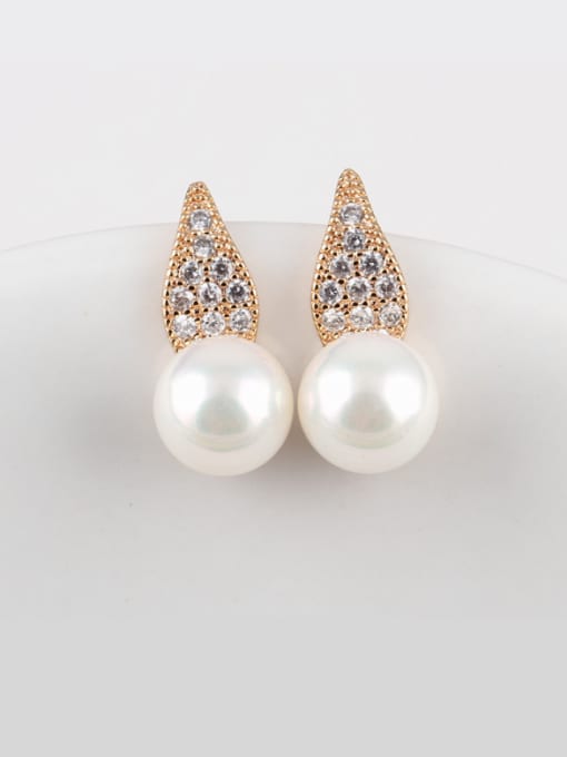 Qing Xing Copper Alloy, High-quality Zircon High-grade Scallop stud Earring