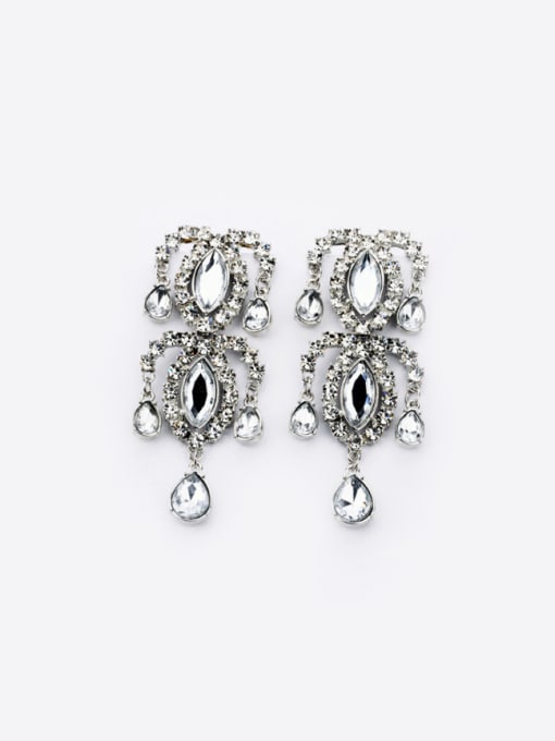 KM Exaggerate Rhinestones Drop Cluster earring 0