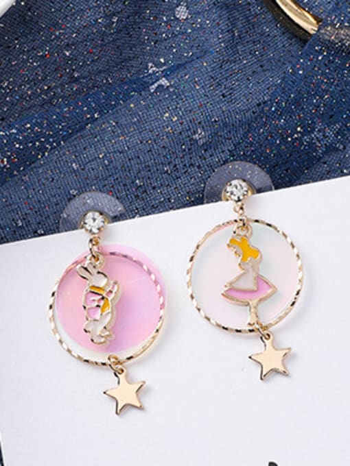 C Rabbit Alloy With Rose Gold Plated Cartoon Sea Star  Drop Earrings