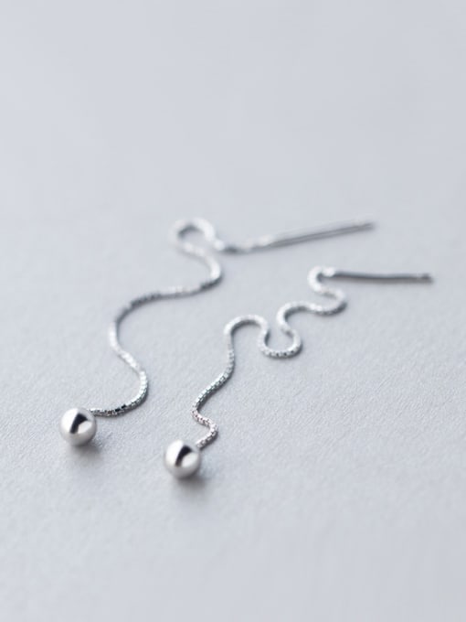 Rosh Elegant Tiny Bead Shaped S925 Silver Line Earrings 0
