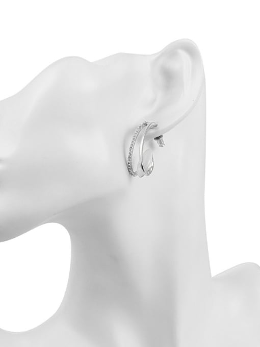 OUXI Simple Opal Stone Zircon Stud Earrings 1