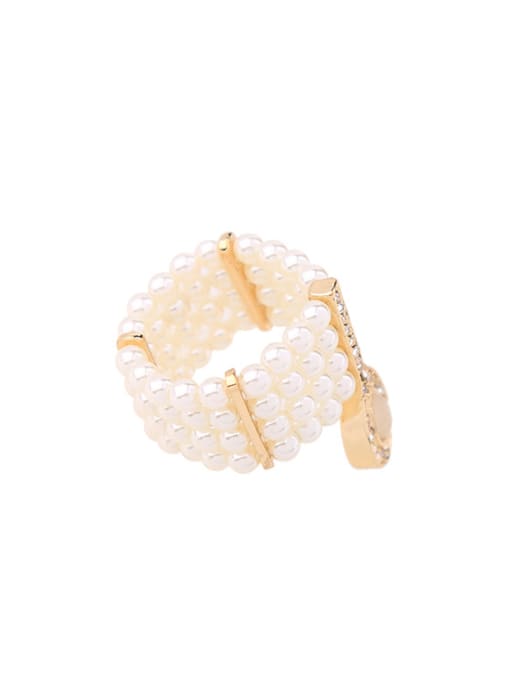 KM Multi layer Artificial Pearls Stretch Western Style Ring 2