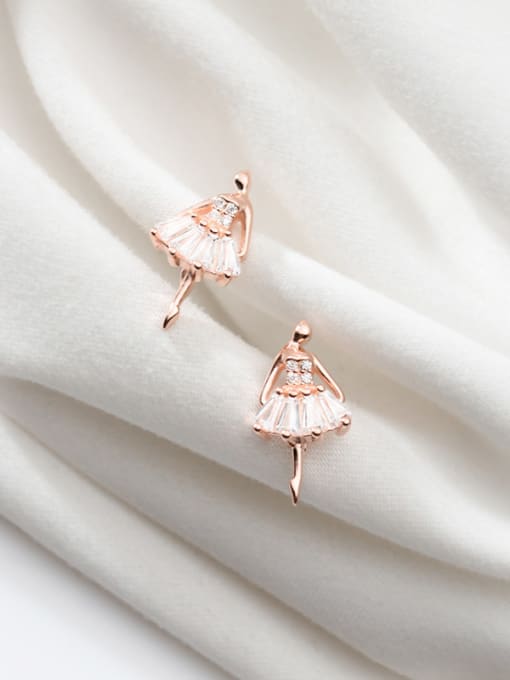 Rosh 925 Sterling Silver With Rose Gold Plated Cute Angel Stud Earrings 0