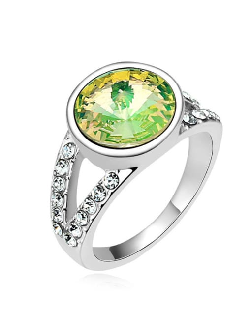 green Simple Cubic austrian Crystal Platinum Plated Alloy Ring