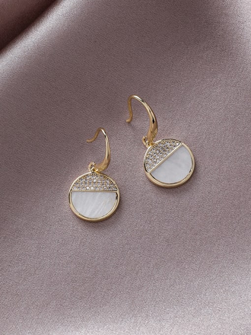 Girlhood Alloy With Gold Plated Simplistic Round Hook Earrings 2