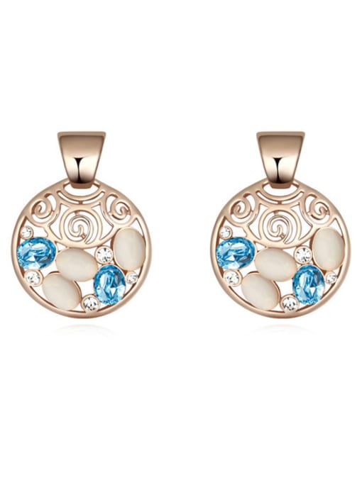 light blue Fashion Oval austrian Crystals Round Alloy Stud Earrings