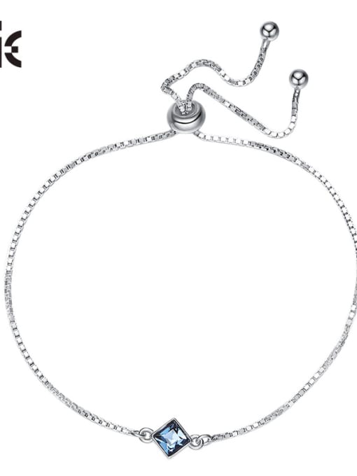 CEIDAI Simple Square austrian Crystal Silver Bracelet 3
