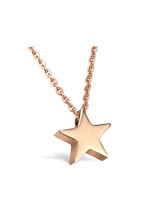 Open Sky Simple Rose Gold Plated Star Titanium Necklace 0