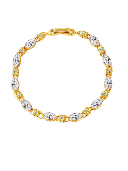 White Copper Alloy 18K Gold Plated Fashion Gemstone Bracelet
