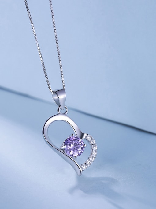 White Purple Heart Pendant