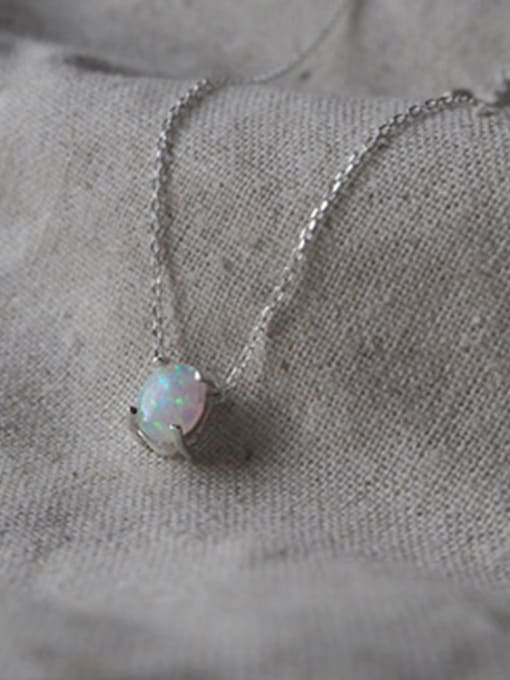 DAKA Fashion Little Oval Opal stone Silver Necklace 2