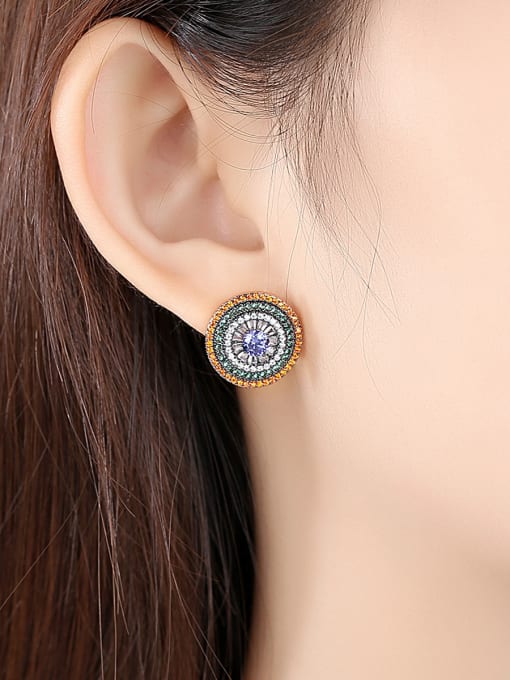 BLING SU Copper With Gold Plated Vintage Round Cluster Earrings 1