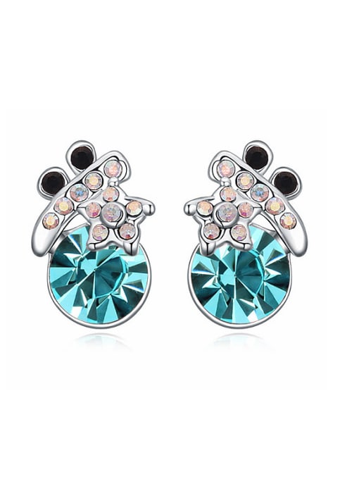 blue Personaliezd Cubic austrian Crystals Alloy Stud Earrings