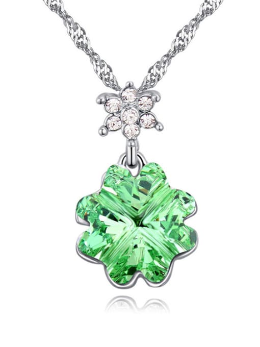 green Flowery austrian Crystals Pendant Alloy Necklace