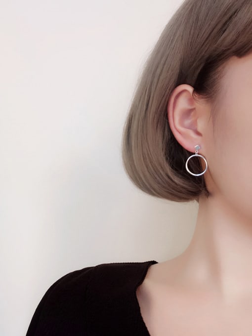 Peng Yuan Fashion Round Cube Silver Earrings 1