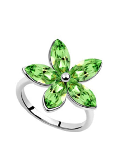 green Fashion Marquise austrian Crystals Flower Alloy Ring