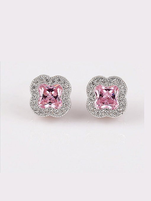 Pink QingXing Precious Stones, Europe and America Style  Zircon stud Earring