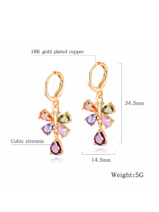 Open Sky Copper With 18k Gold Plated Trendy Flower shaped Water Drop Earrings 2