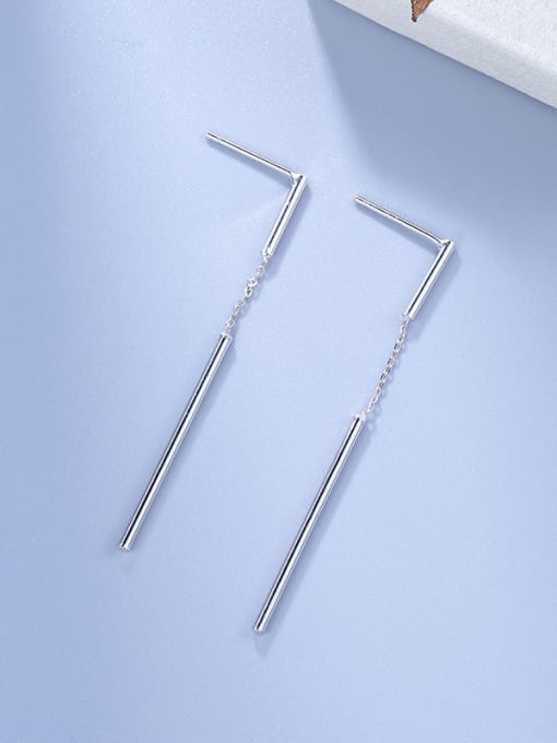 White Women Temperament Stick Shaped Drop Earrings