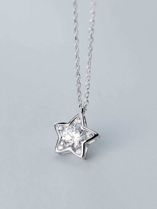 Rosh 925 Sterling Silver With  Cubic Zirconia Simplistic Star Necklaces 3