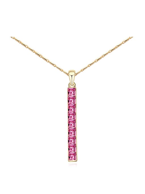 QIANZI Simple Tiny Square austrian Crystals stack Alloy Necklace