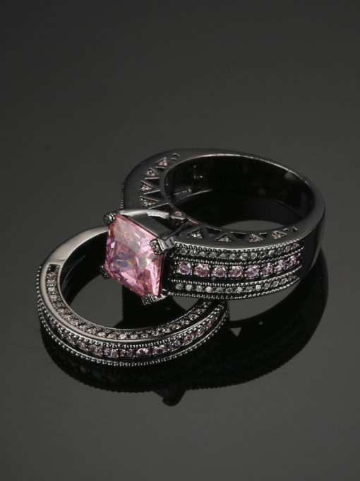 ZK Selling Jewelry Exquisite Pink Zircons Black Ring 2