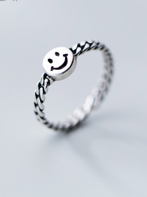 Rosh 925 Sterling Silver With Rhodium Plated Cute smile Face Rings 0