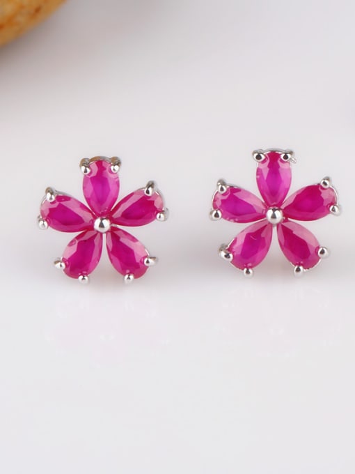 Qing Xing S925 Sterling Silver Needle Small Flowers Frosted Fresh And Multipurpose stud Earring 0