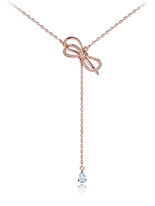 BSL Stainless Steel With Rose Gold Plated Fashion Bowknot Necklaces 3