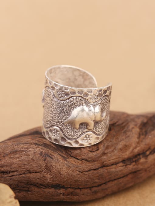 Peng Yuan Retro Little Elephant Silver Ring 2