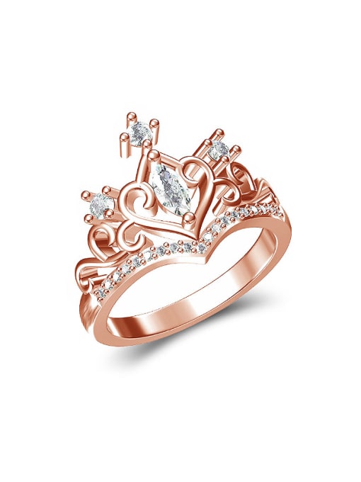 Rose Gold Exquisite White AAA Zirconias Crown Copper Ring