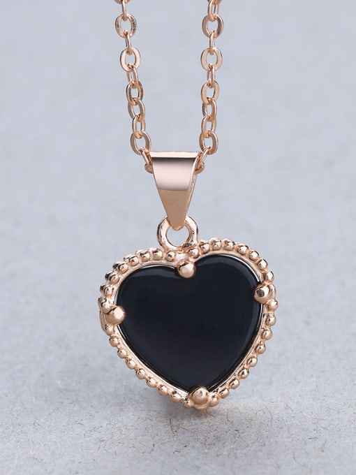 One Silver Black Heart Shaped Necklace 2
