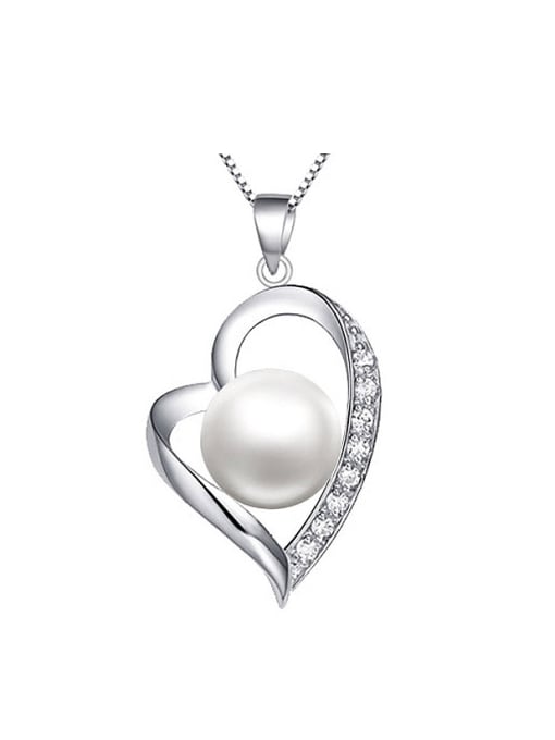 AI Fei Er Fashion Hollow Heart Imitation Pearl Pendant 0