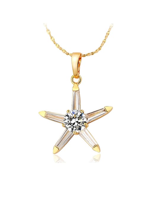 White Copper Alloy Gold Plated Fashion Star Zircon Necklace