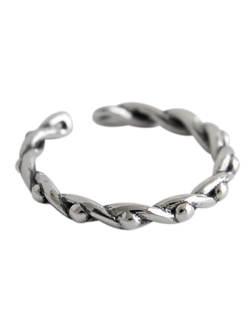 DAKA 925 Sterling Silver With Glossy Vintage Twist Weaving Free Size Rings