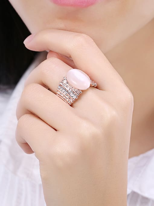 OUXI Simple Style Women Rose Gold Gemstone Ring 1