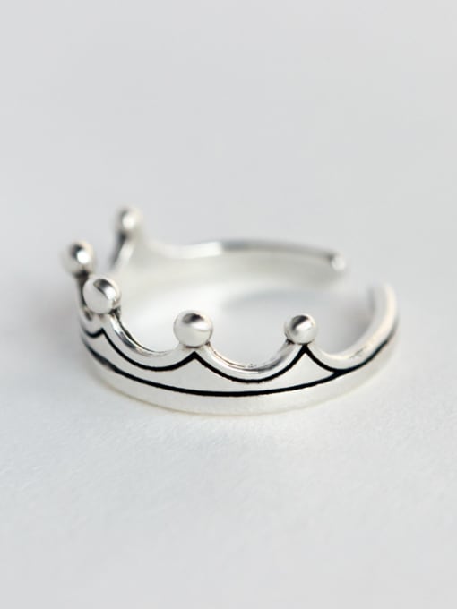 Rosh S925 silver fashion crown opening ring 1
