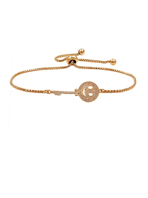 Rose Gold Copper With  Cubic Zirconia  Simplistic Face adjustable Bracelets