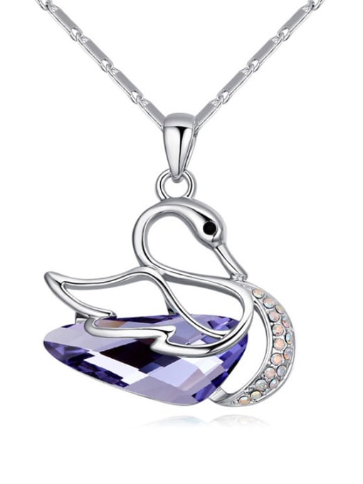 QIANZI Exquisite Shiny austrian Crystal Swan Alloy Necklace 2