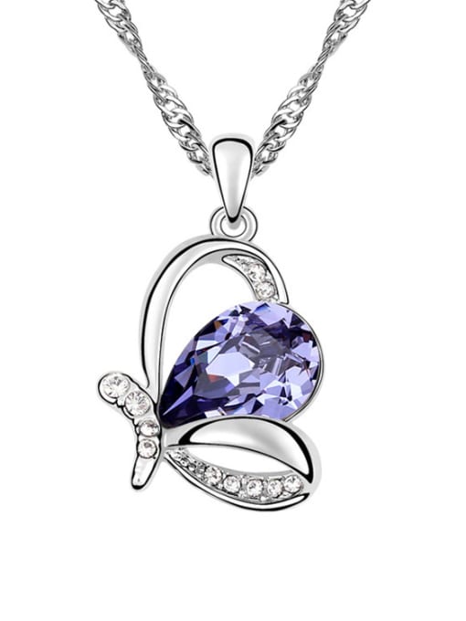 purple Chanz using austrian Elements Crystal Necklace female Butterfly Crystal Pendant and trend